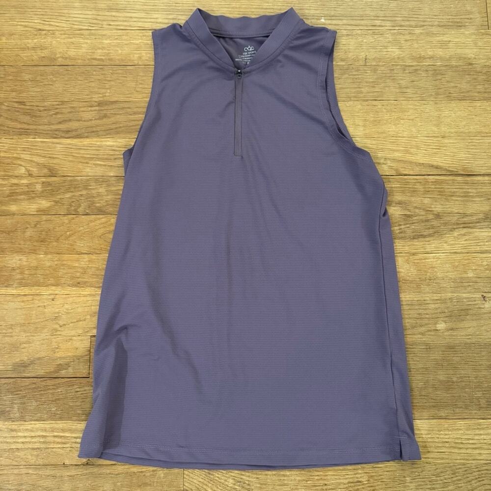 CQC Sports purple sleeveless zip up athletic pull over shirt top sz small S
b23